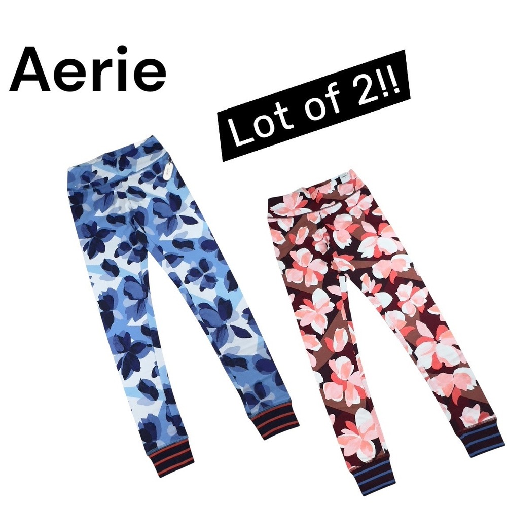 American Eagle Aerie Lot of 2 Chill‎ Play Move Leggings Floral XS Regular Comfy
